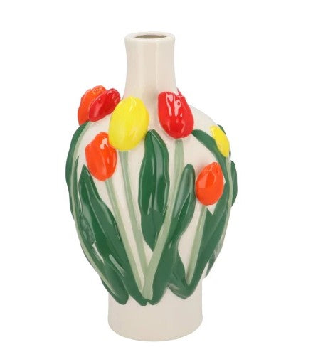 Isa Dutch Tulp Vaas Geel-Rood 16x16x26cm