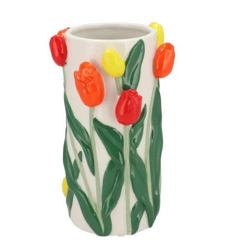 Isa Dutch Tulp Vaas Geel-Rood 14x14x23cm