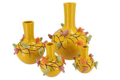 Bird vase yellow tube 26x33cm